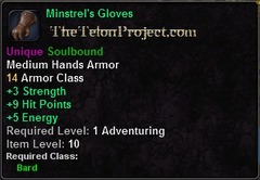 In-game tooltip for Minstrel's Gloves