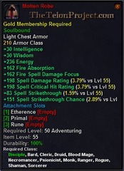 In-game tooltip for Molten Robe