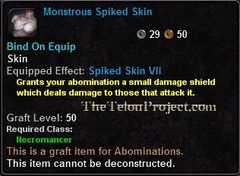 In-game tooltip for Monstrous Spiked Skin