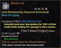 In-game tooltip for Mortal Coil