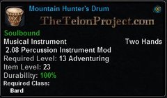 In-game tooltip for Mountain Hunter's Drum