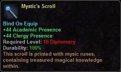 In-game tooltip for Mystics Scroll