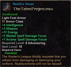In-game tooltip for Neelin's Shoes