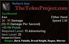 In-game tooltip for Neilan's Axe
