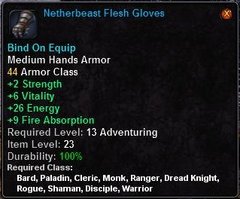 In-game tooltip for Netherbeast Flesh Gloves
