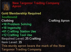 In-game tooltip for New Targonor Trading Company Apron