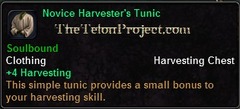 In-game tooltip for Novice Harvester's Tunic