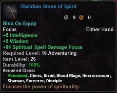 In-game tooltip for Obsidian Stone Of Spirit