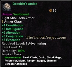 In-game tooltip for Occultist's Amice