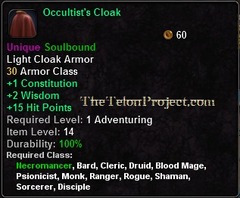 In-game tooltip for Occultist's Cloak