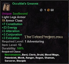 In-game tooltip for Occultist's Greaves