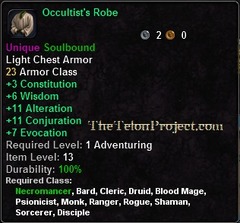 In-game tooltip for Occultist's Robe