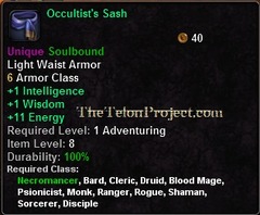 In-game tooltip for Occultist's Sash