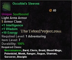 In-game tooltip for Occultist's Sleeves