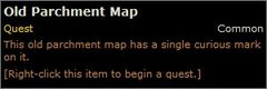 In-game tooltip for Old Parchment Map
