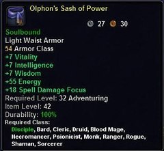 In-game tooltip for Olphon's Sash of Power
