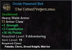 In-game tooltip for Orcish Platemail Belt