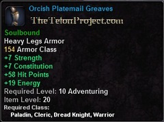 In-game tooltip for Orcish Platemail Greaves