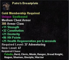 In-game tooltip for Patro's Breastplate