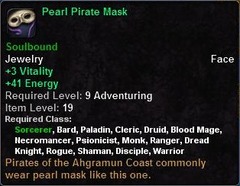 In-game tooltip for Pearl Pirate Mask