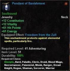 In-game tooltip for Pendant of Banishment