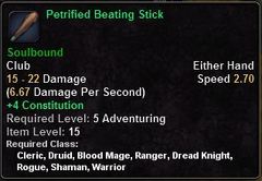 In-game tooltip for Petrified Beating Stick