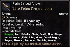 In-game tooltip for Plain Barbed Arrow