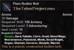In-game tooltip for Plain Bodkin Bolt