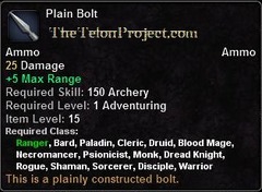 In-game tooltip for Plain Bolt