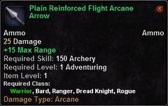 In-game tooltip for Plain Reinforced Flight Arcane Arrow
