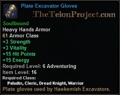 In-game tooltip for Plate Excavator Gloves