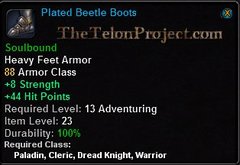 In-game tooltip for Plated Beetle Boots