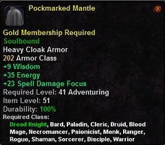 In-game tooltip for Pockmarked Mantle