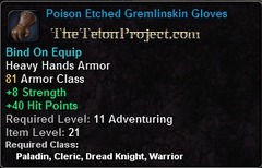 In-game tooltip for Poison Etched Gremlinskin Gloves