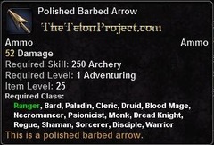 In-game tooltip for Polished Barbed Arrow