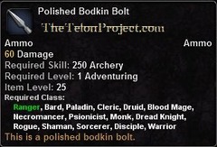 In-game tooltip for Polished Bodkin Bolt