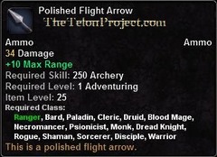 In-game tooltip for Polished Flight Arrow