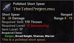 In-game tooltip for Polished Short Spear