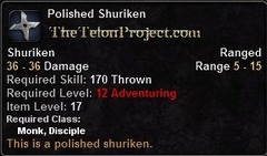 In-game tooltip for Polished Shuriken