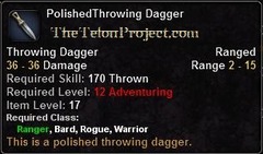 In-game tooltip for Polished Throwing Dagger