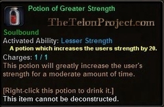 In-game tooltip for Potion Of Greater Strength
