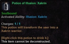 In-game tooltip for Potion Of Illusion: Xakrin