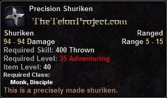 In-game tooltip for Precision Shuriken
