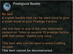 In-game tooltip for Prestigious Bauble