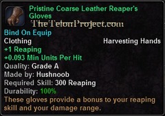 In-game tooltip for Pristine Coarse Leather Reaper's Gloves