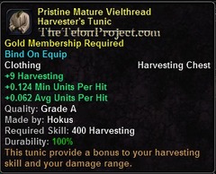 In-game tooltip for Pristine Mature Vielthread Harvester's Tunic