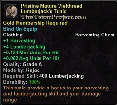 In-game tooltip for Pristine Mature Vielthread Lumberjack's Tunic