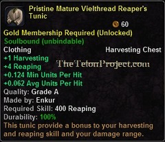 In-game tooltip for Pristine Mature Vielthread Reaper's Tunic