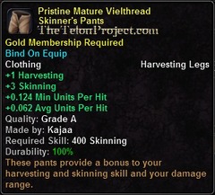 In-game tooltip for Pristine Mature Vielthread Skinner's Pants