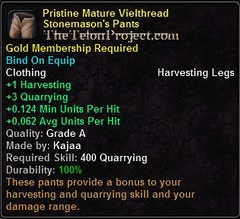 In-game tooltip for Pristine Mature Vielthread Stonemason's Pants